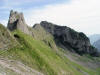 Trail follows the ridgeline west of Ebenalp