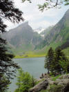 View up the valley toward Saentis from Seealpsee